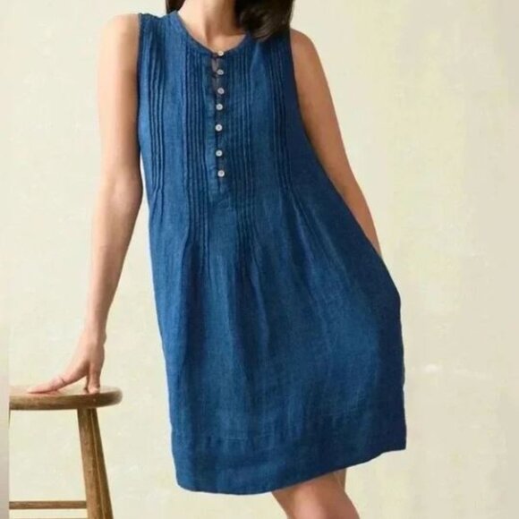 Faherty | Dresses | Faherty Isha Linen Sleeveless Mini Dress Large ...